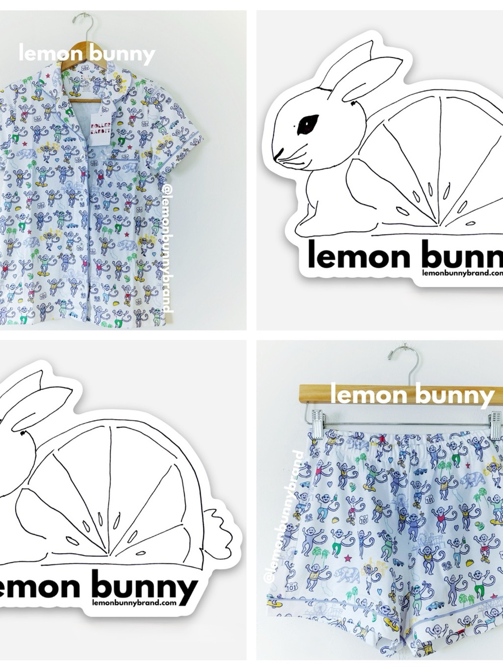Roller Rabbit LA Monkey Polo Pajamas in White Size X-Small XS Brand New NWT